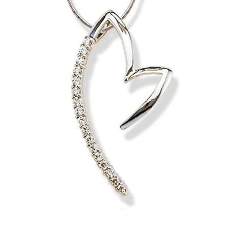 Open Heart Pendant with Cubic Zirconias - Click Image to Close